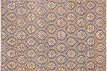 handmade Transitional Kafkaz Blue Brown Hand Knotted RECTANGLE 100% WOOL area rug 9 x 12